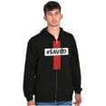 thumbnail image 3 of Saved Hashtag Religious Christian Zip Up Hoodie Men's Women's Brisco Brands S, 3 of 6