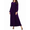 thumbnail image 2 of Women'S Velvet Maxi Dress Casual Solid Color High Waist Long Sleeve Fall Winter Flowy Gown L, 2 of 7