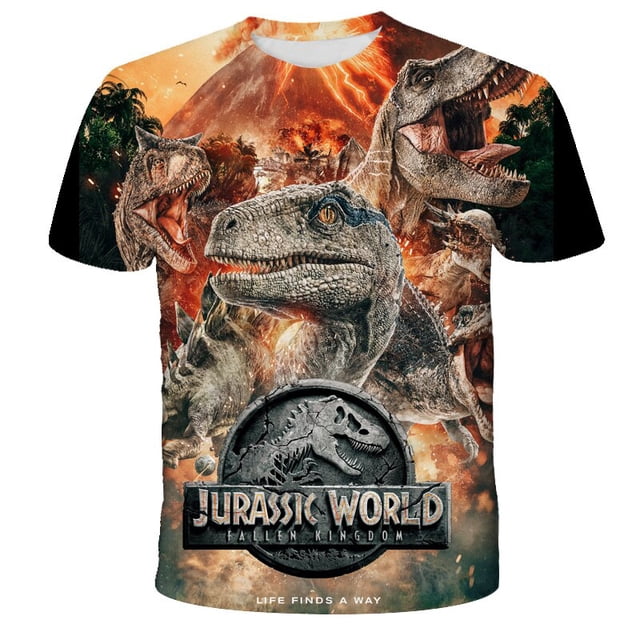 Funny Printing T-shirt Animal Dinosaur 3D Printed Kids T Shirt Fashion Casual Cartoons T-shirt Boys Girls Children's clothing3T Gong Bohan LED