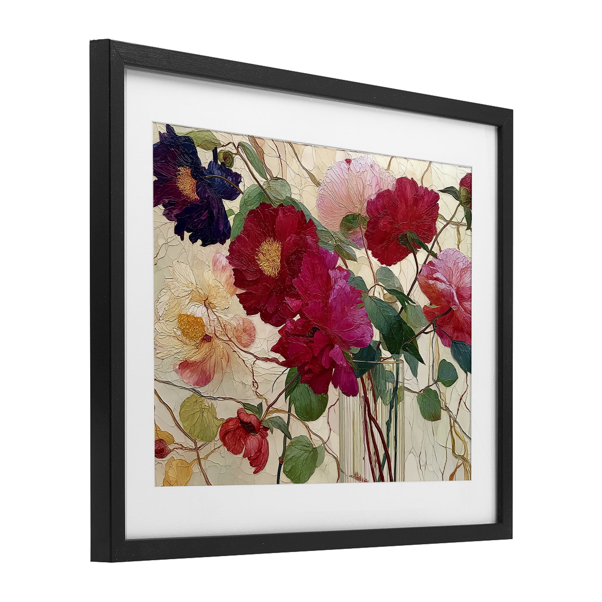 Haiku Flower Vase Black Framed Print Under Glass, design by Annabelle Hall