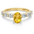 thumbnail image 3 of Gem Stone King 14K Two Tone Gold Yellow Citrine and Lab Grown Diamond Engagement Ring for Women | 1.65 Cttw | Oval 7X5MM | Gemstone November Birthstone | Size 6, 3 of 6