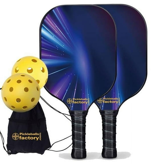 Pickleball Factory PB00040-4-C Pickleball Starter Set - Beam of Lights Pickleball Paddles for Sale, Pickleball Home Set, Carbonfiber Graphite