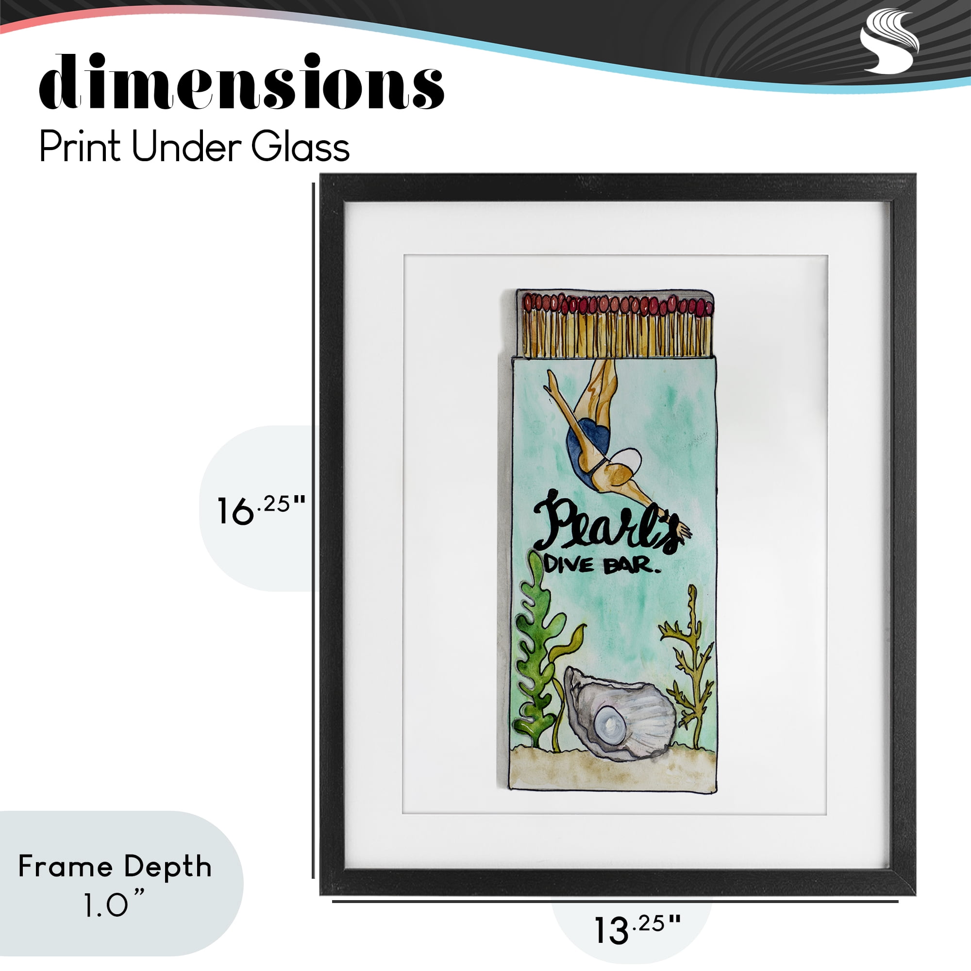 Stupell Industries Pearl Dive Matchbook Black Framed Print Under Glass, design by Nola James