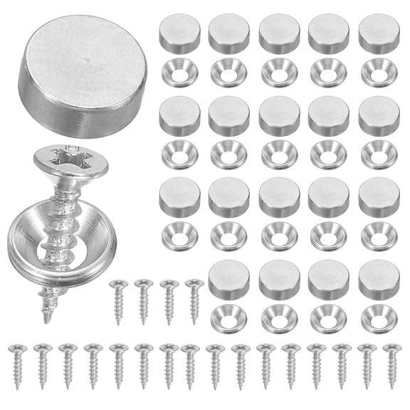 Uxcell Brass Decorative Screws with Cap - Self Tapping Screws for Furniture and Wall Hangings Silver
