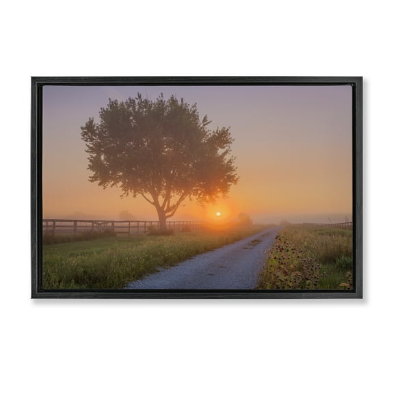 Stupell Industries Flower Lined Path Landscape & Nature Photography Black Floater Framed Canvas Art Print Wall Art, 25 x 17