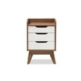 thumbnail image 4 of Baxton Studio Brighton Mid-Century Modern White and Walnut Wood 3-Drawer Storage Nightstand, 4 of 7