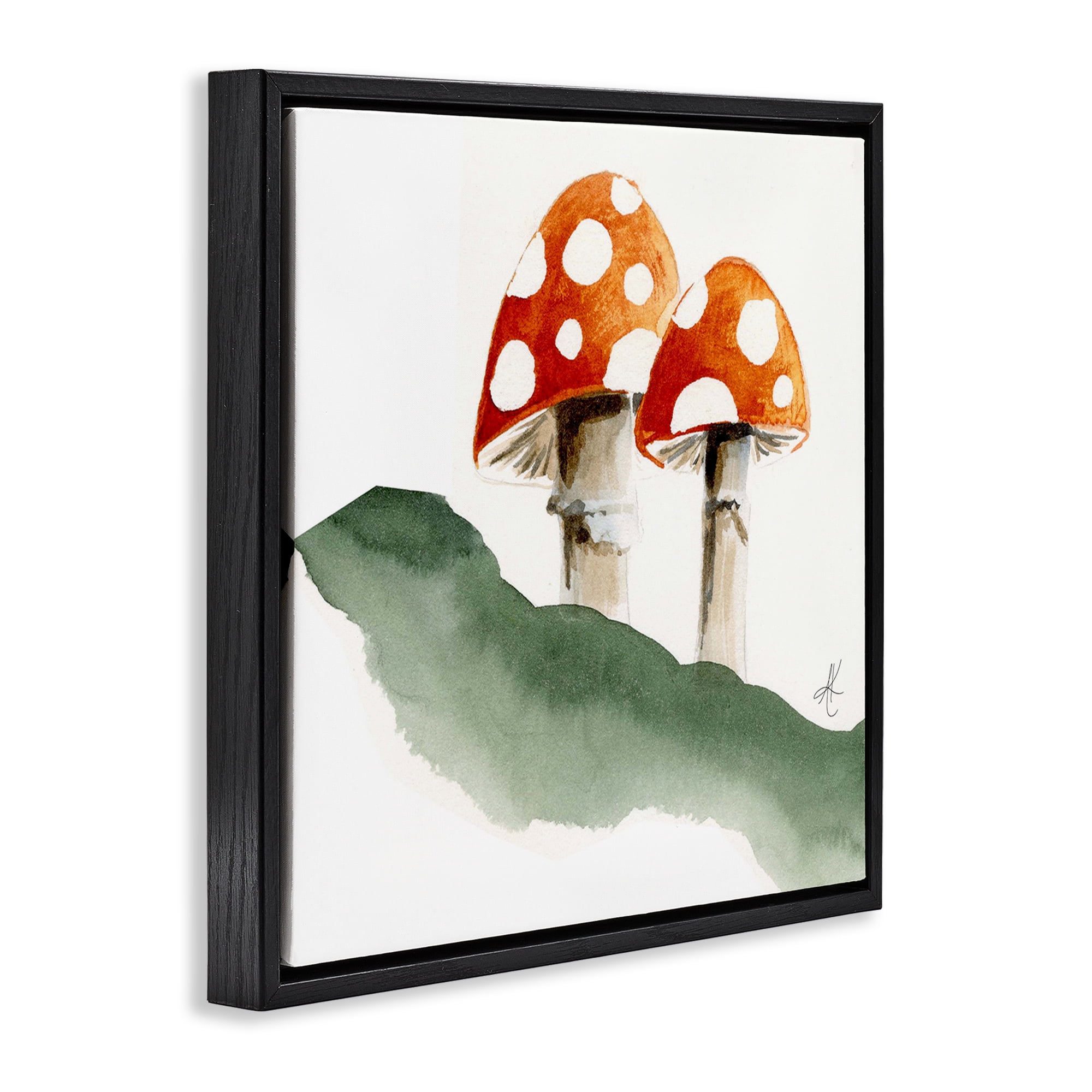 Stupell Industries Spotted Red Mushrooms Plants & Flowers Painting Black Floater Framed Canvas Art Print Wall Art, 25 x 25