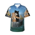 thumbnail image 2 of Picia Two Brave Cats Are Floating On The Sea Iceberg Gentle Cotton Regular Fit Short Sleeve Casual Hawaiian Shirt for Men-Large, 2 of 9