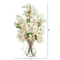 thumbnail image 2 of Nearly Natural 22in. Artificial Bougainvillea Arrangement with Fluted Glass Vase, White, 2 of 4