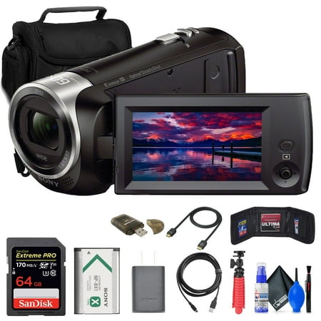 Sony HDR-CX405 HD Handycam (HDRCX405/B) + 64GB Memory Card + Bag + Card Reader + Flex Tripod + Memory Wallet + Cleaning Kit