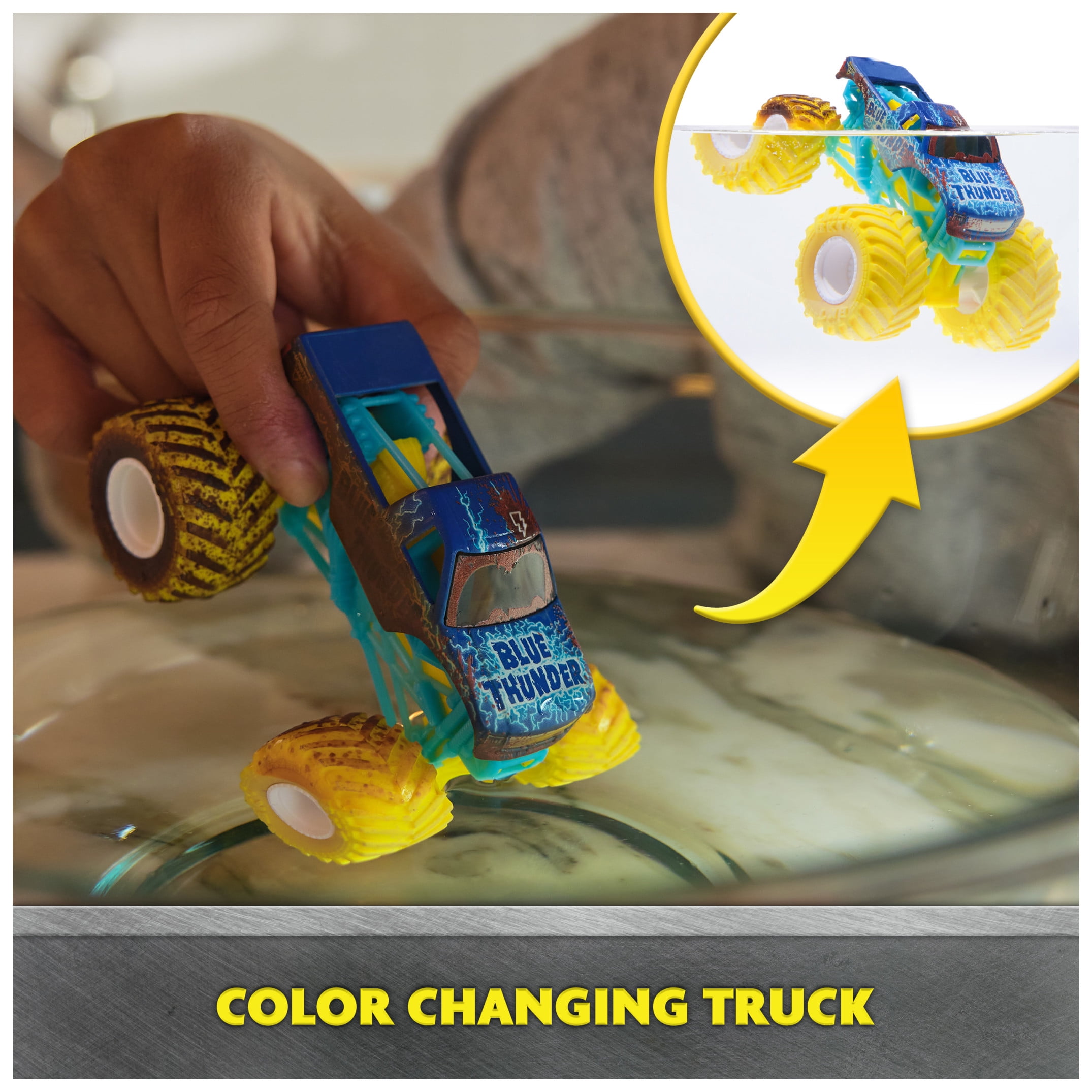 Monster Jam Mud Blasters Blue Thunder Color Change Monster Jam Truck 1:64 Die Cast Vehicle