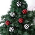 thumbnail image 1 of mfyjkho Paquete de 6 bolas navideñas envueltas en tela, adornos de espuma de 7 cm para decorar el árbol de Navidad., 1 of 7