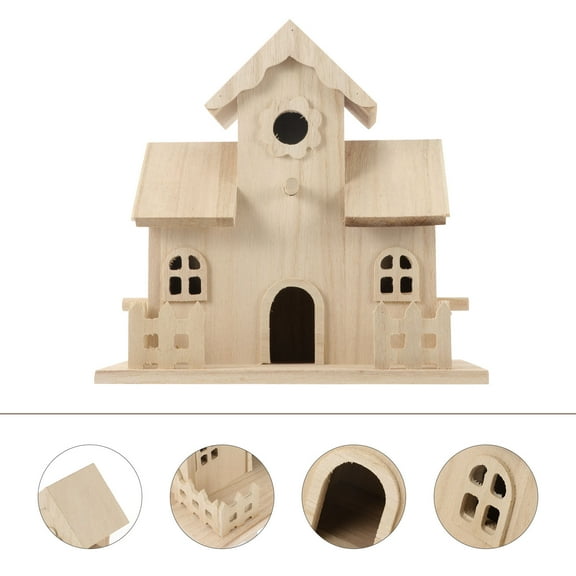 PTOOTP Beige Wooden Bird House, Outdoor Birdhouse for Garden, Perfect Gift for Bird and Nature Enthusiasts