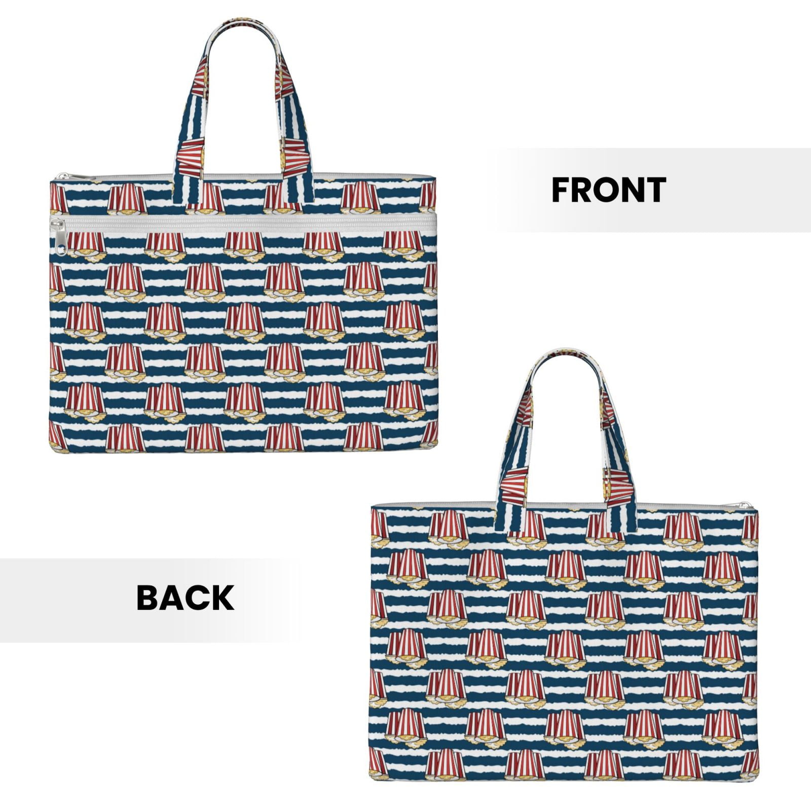Kdxio Popcorn File Tote Document Bag Business Briefcase Bag Document Organizer Tote Briefcase for Letter A4 Files Business Teacher Office Bag