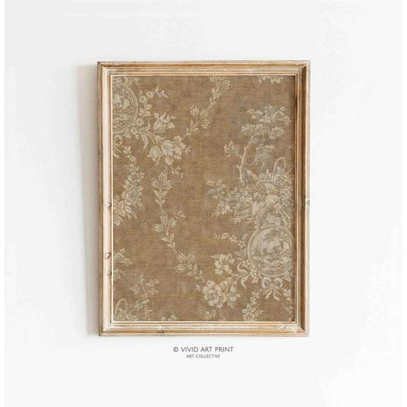 Vintage Textile Pattern Wall Art, French Country Toile Wallpaper Home Decor, Vivid Art Print Tj-334 Wall Art, Modern Wall Decor, 8x12 UNFRAMED