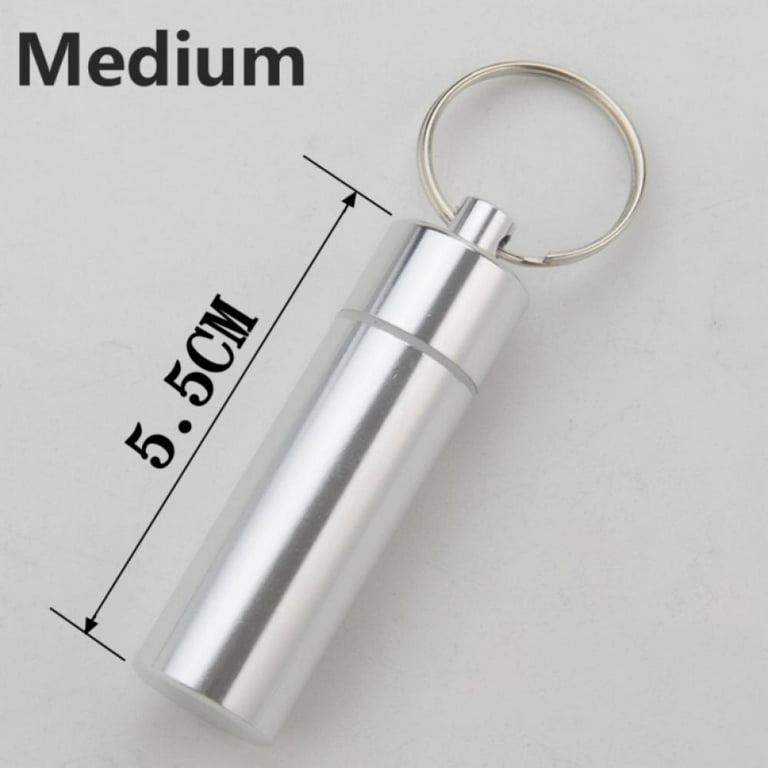 SHD Pill Box Keychain Waterproof Single Chamber Stainless Steel Pill  Organizer for Outdoor Travel Camping