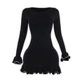thumbnail image 3 of Women's Long Sleeve Autumn Dress Round Neck Knitted Mini Skirt Winter Sweater Slim Casual Dress Ladies Causal Dresses Cute Dresses for Women Womens Maternity Dresses Shopping Women Dresses T Shirt, 3 of 8