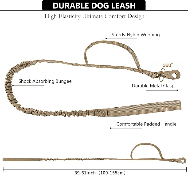 WAAYEE Tactical AirTag Dog Collar - Heavy Duty, Adjustable Collar Compatible with AirTag, with Control Handle for Medium/Large Dogs(Airtag Not Included)