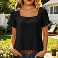 thumbnail image 2 of Tqcoqu Womens Summer Peplum Tops,Sqaure Neck Ruffle Sleeve Blouses Fit Flowy Shirts,Black Women's S-XXXL, 2 of 7