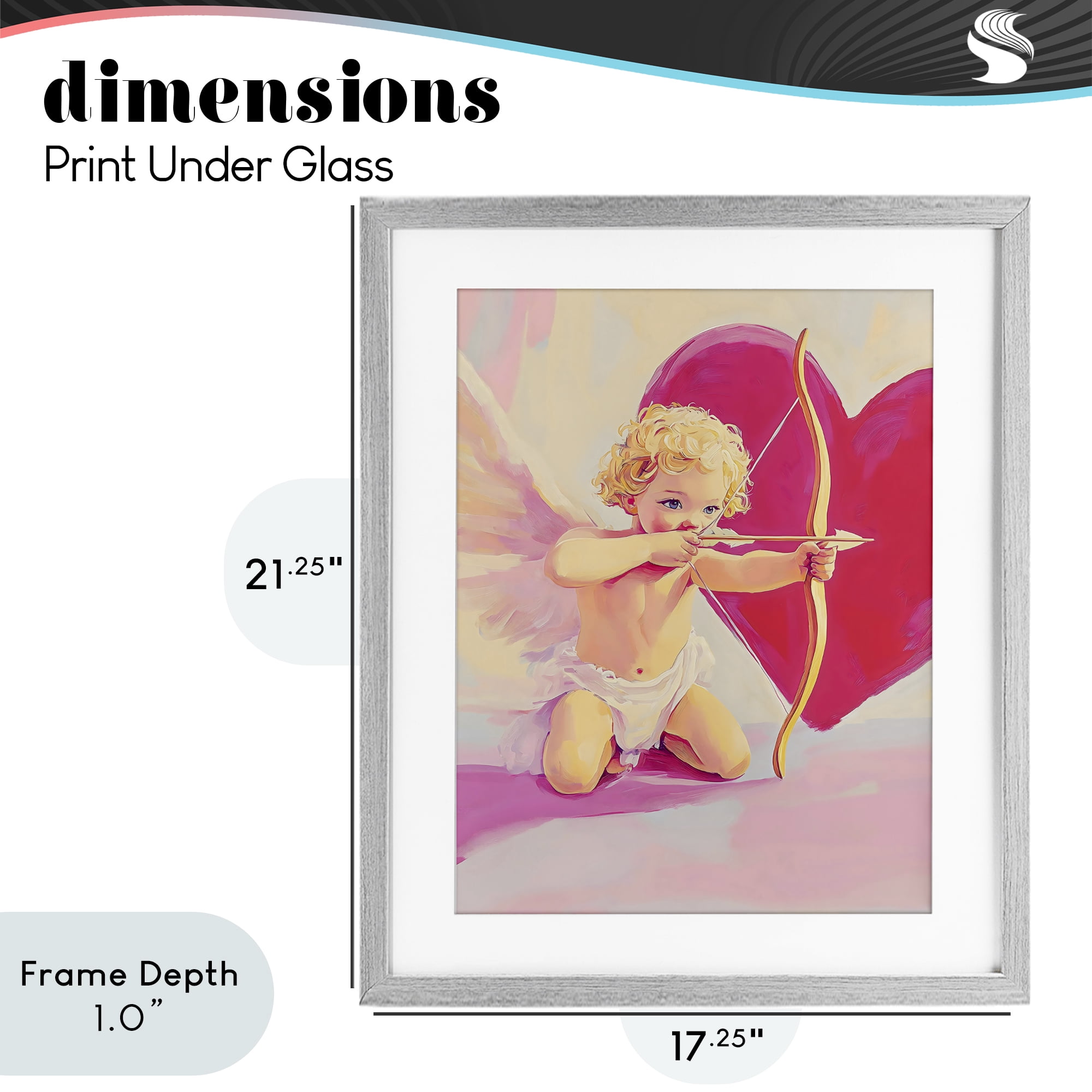 Stupell Industries Cupid Shooting Arrow with Heart Gray Framed Print Under Glass, design by The Prints Vibe