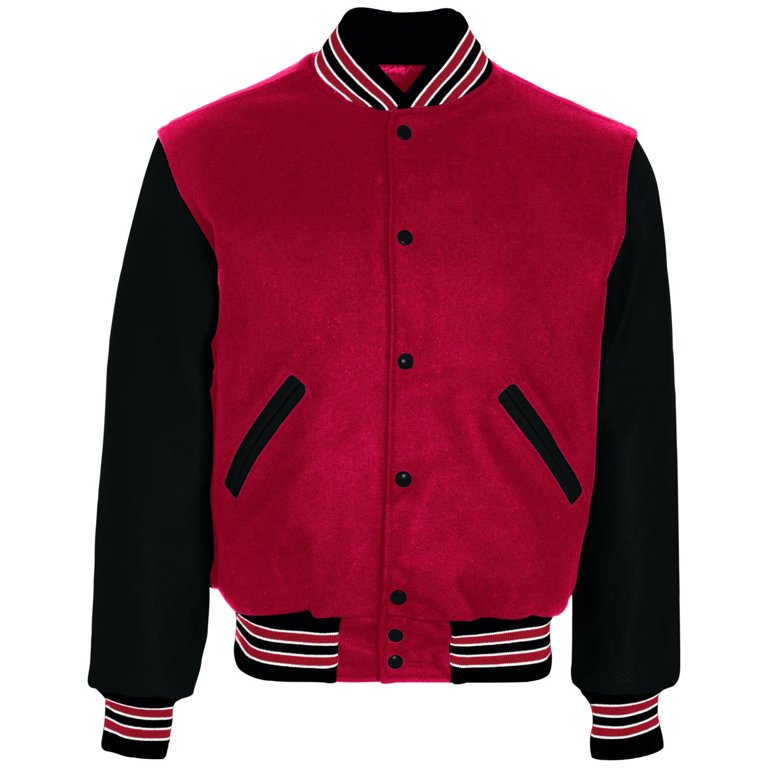 Adult Sweatshirt Varsity Jacket BLACK/RED