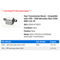 thumbnail image 2 of Rear Transmission Mount - Compatible with 1996 - 2006 Mercedes-Benz S500 RWD 5.0L V8 1997 1998 1999 2000 2001 2002 2003 2004 2005, 2 of 2