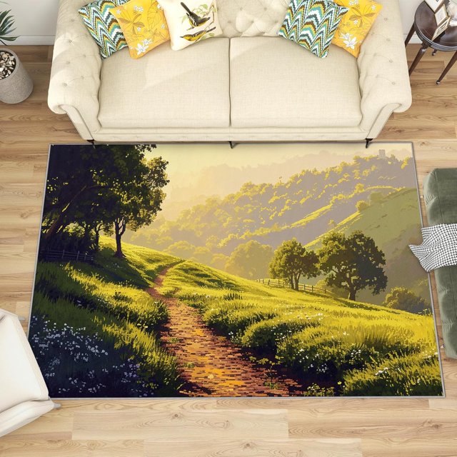 2x3 Rug, Nature Landscape Door Mat Washable Non Slip Soft for Entryway, Mountain Forest Rug, Nature Scenery Carpet, Nature Landscape Home Decor & Gifts