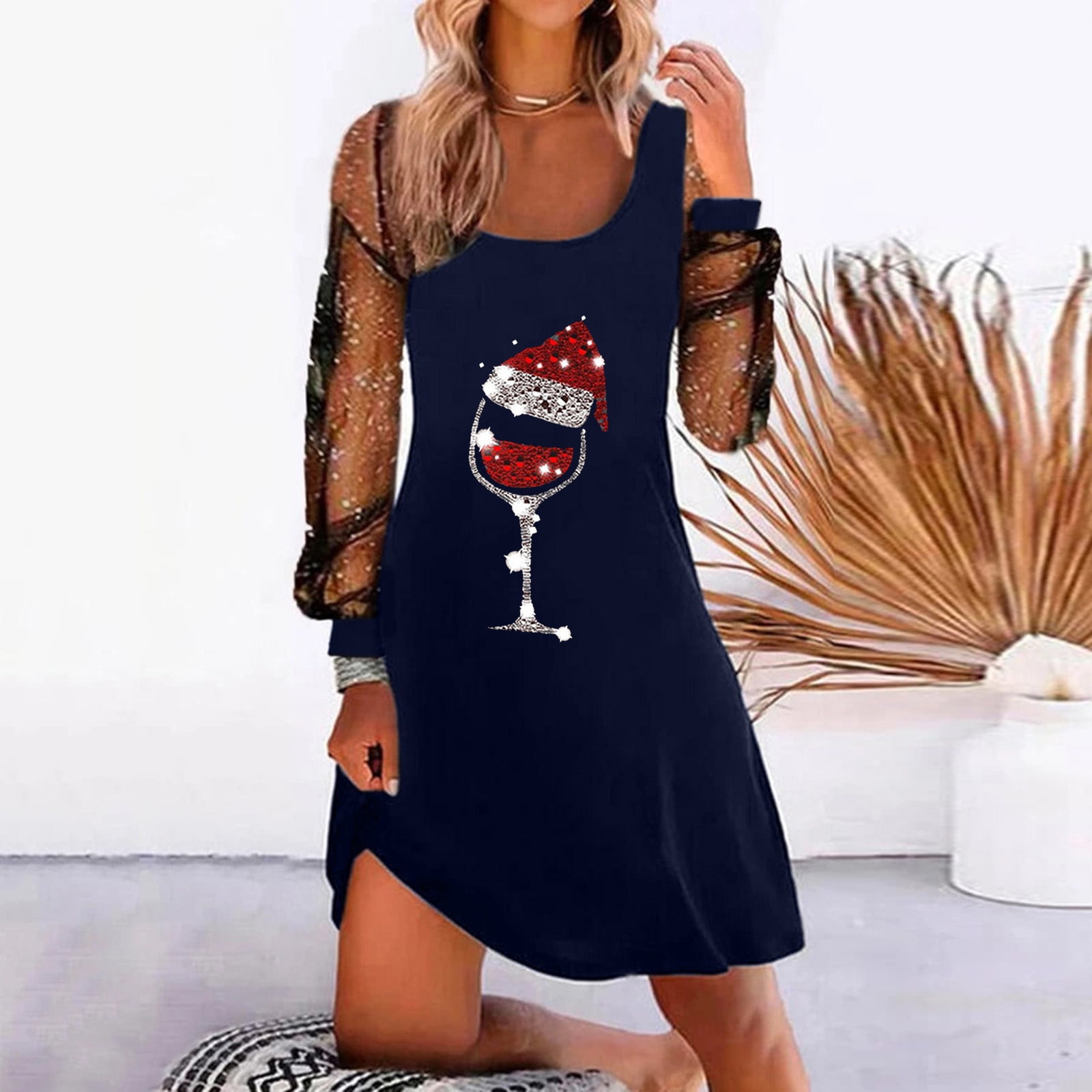 Women's Casual Dress Classic Tea Dress Long Sleeve V Neck Belted