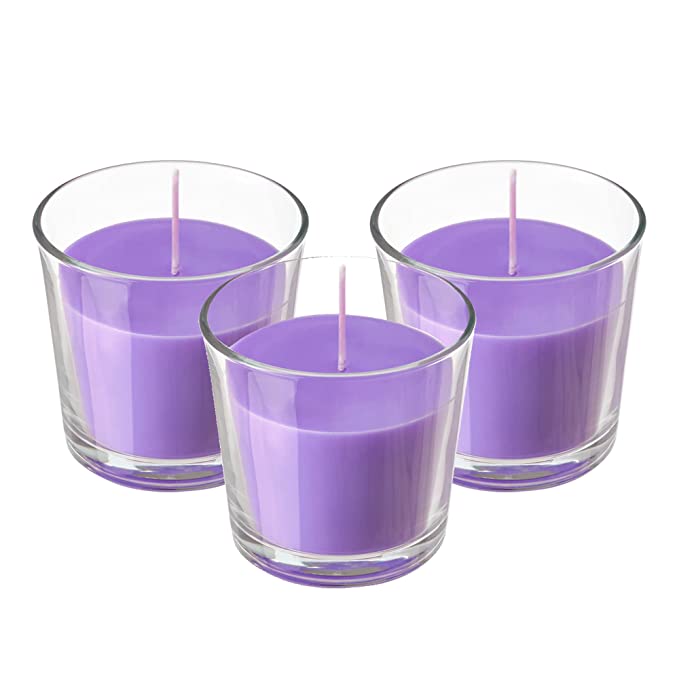 Home Genie 3 Glass Votive Candle Set 3 Glass Lavender Votive Candle