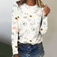 thumbnail image 2 of T-shirts à Manches Longues pour Femmes, Col Ras du Cou, Tuniques à Imprimé Floral, Hauts Doux Décontractés, Blouse Coupe Ample, 2 of 4