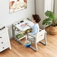 thumbnail image 4 of Gymax 2 en 1 Enfants Chevalet Table et Chaise Ensemble Réglable Tableau de Peinture d'Art Gris, 4 of 10