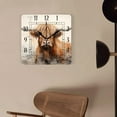 thumbnail image 4 of 12 Inch Wall Clock Battery Operated Square Clock Decorative for Office, Kitchen, Outdoor, Living Room，Watercolor Highland Cow Colorful, 4 of 4