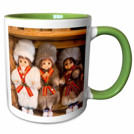 3dRose Honningsvag, Norway, Sami Tribal souvenirs of homemade items - Two Tone Green Mug,