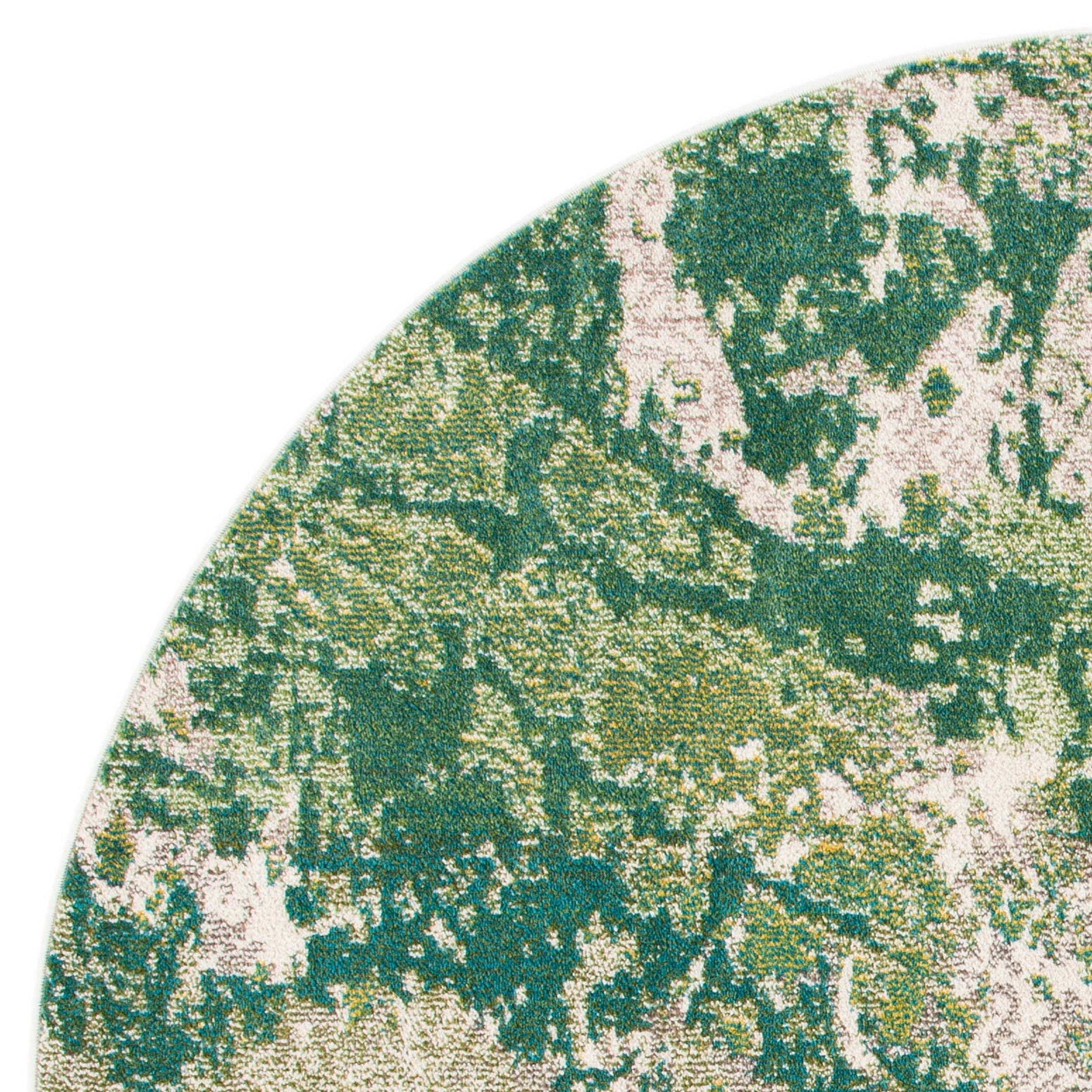 SAFAVIEH Madison Seanan Abstract Area Rug, Green/Ivory, 6'7" x 6'7" Round