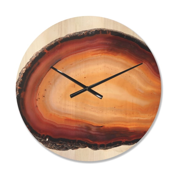 Designart 'Abstract Brown agate isolated ' Modern Wood Wall Clock