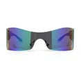 thumbnail image 2 of Womens Wrap Rimless Shield Plastic 80s Color Mirror Sunglasses Slate - Teal Mirror, 2 of 4
