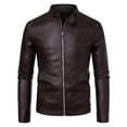 thumbnail image 4 of Men's stand-up collar PU leather jacket spring and autumn new jacket handsome motorcycle suit stand-up collar faux leather fashion slim jacket, 4 of 15