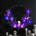 thumbnail image 3 of Bobomoti Halloween Wreath with LED Lights, Halloween Wreath with Flowers and Skulls for Front Door, Indoor Outdoor Halloween Home Party Decorations, 3 of 8