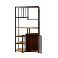 thumbnail image 4 of 5Tier Multipurpose Bookshelf Storage Rack, Modern Storage Shelves with 2 Enclosed Storage Cabinet for Living Room, Home Office, Kitchen, Black+Natural, 4 of 9