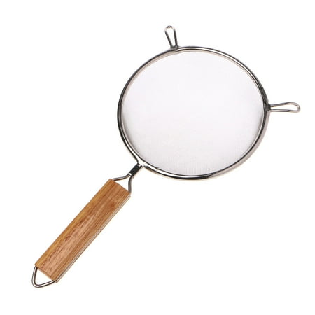 

Stainless Steel Double Mesh Strainer Colander Sieve Sifter Wooden Handle 5 Size