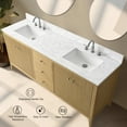 thumbnail image 2 of Vanity Art 72" Double Sink Bathroom Vanity Cabinet, Freestanding Storage Cabinet with Engineered Marble Top, Undermount Sinks, Drawer, and Shelve, 2 of 8