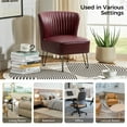 thumbnail image 4 of Classic Faux Leather Side Accent Chair Metal Base Tufted Mid Back Bedroom Living Room Burgundy, 4 of 8