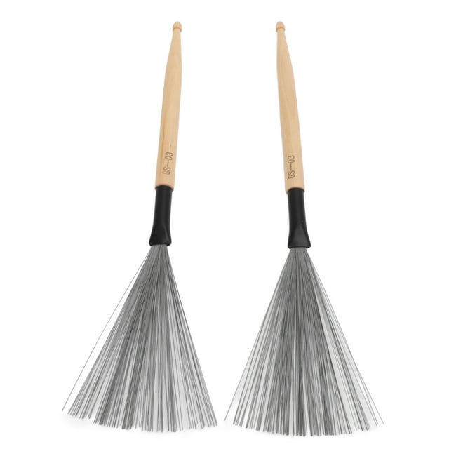 2pcs Pincel de Batería de Doble Cabeza Tambor y Cepillos de Percusion Pingel de Batería de Tambor Combo de Doble Propósito de Acero Cepillo de Percusio Portátil