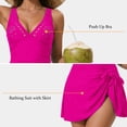 thumbnail image 6 of FEN AI One Piece Swimsuit for Women Tummy Control Bathing Suit Skirted V Neck Stylish Swimdress Rose L, 6 of 7