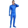 thumbnail image 2 of YONGHS Mens Spandex Open Face Zentai Suit Costume Back Zipper Unitard Full Cover Jumpsuit Bodysuit Royal Blue 170, 2 of 7