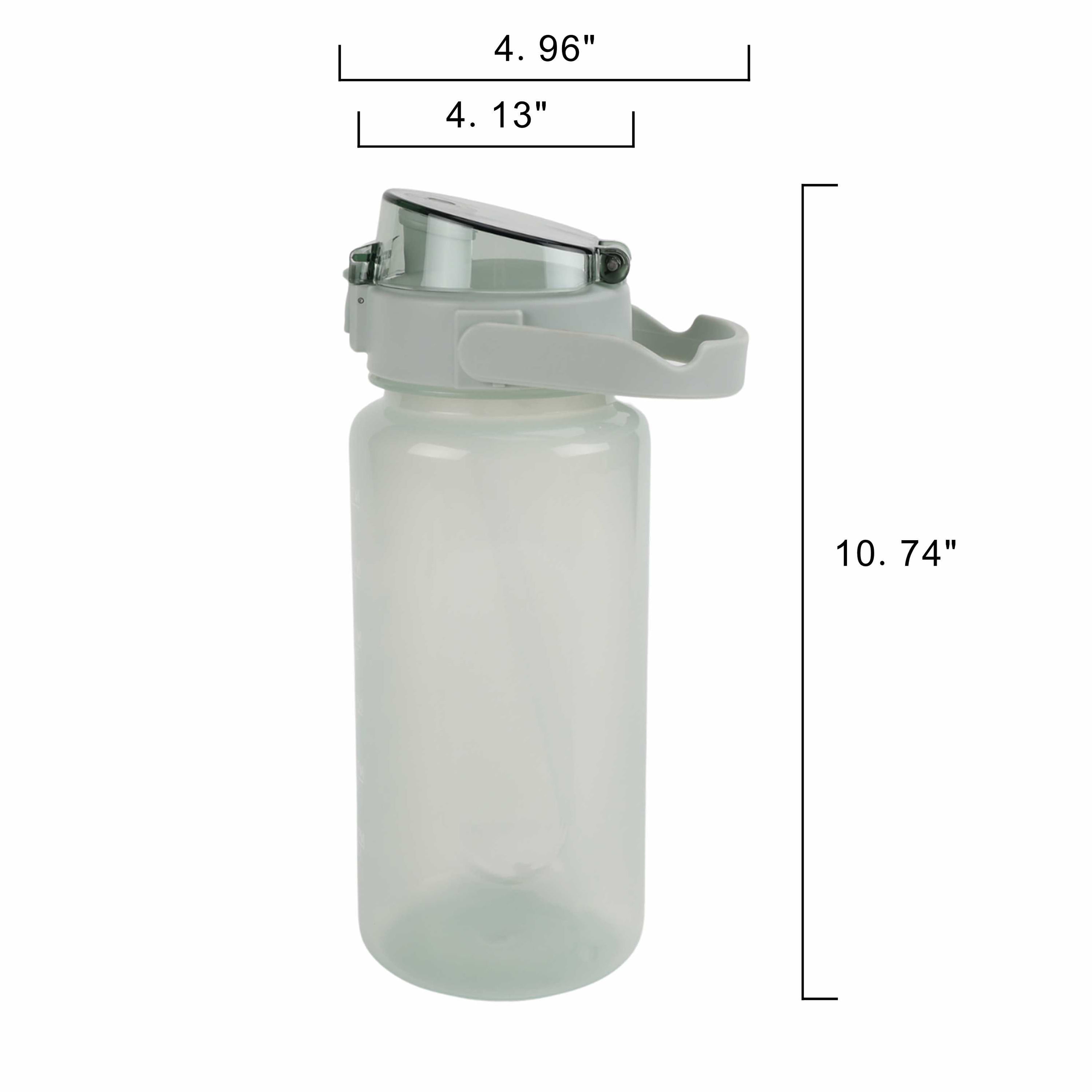 Mainstays 48 Ounce Plastic Water Bottle with Milestone Markings, Green