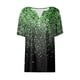 thumbnail image 5 of Camiseta de Mujer Camiseta Estampado Botón Manga Corta Diario Fin de Semana Moda Básico Cuello en V Top Regular Verde/S, 5 of 5