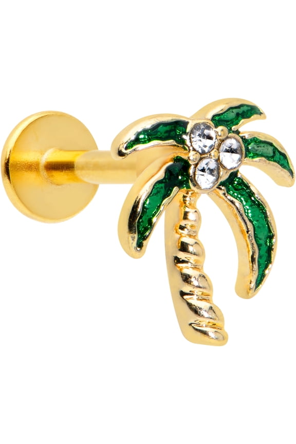 16G 316L Surgical Steel Bright Palm Tree Style Labret Monroe Lip Ring Tragus 6mm