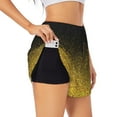 thumbnail image 2 of Bixox Women's Gold Glitter Gradient pattern 2 in 1 Running Shorts - Lightweight Athletic Workout Gym Yoga Shorts Liner with Pockets - Large, 2 of 7
