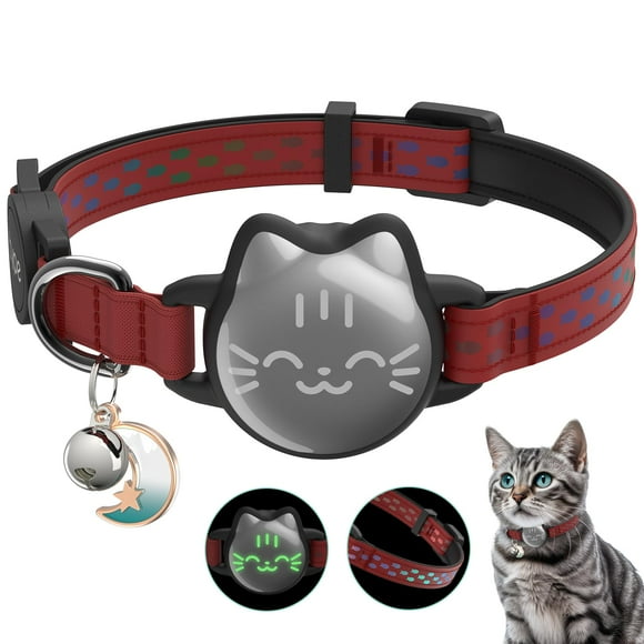 Funda tipo collar para gatos impermeable con soporte para airtag reflectante